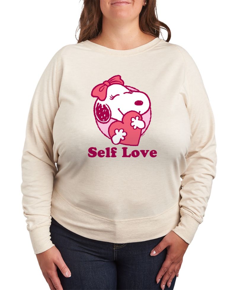 Plus Size Peanuts Self Love Graphic Pullover T-Shirt
