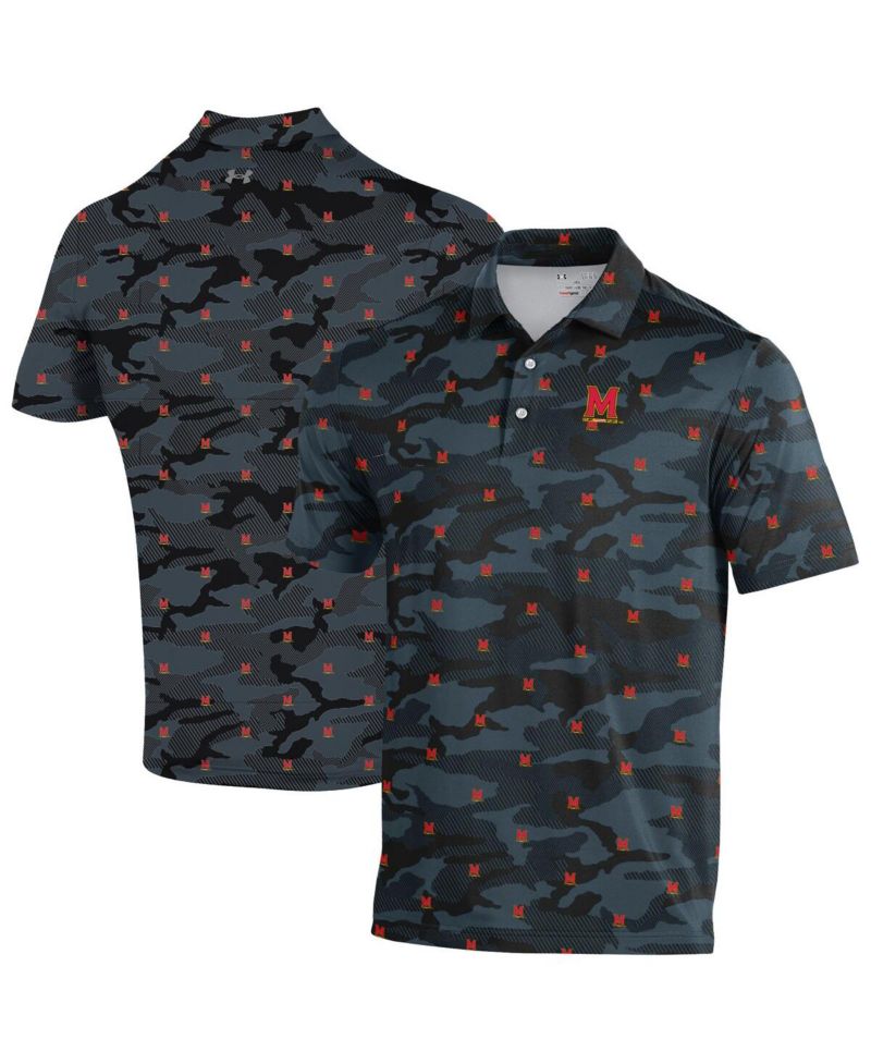 Men's Black Maryland Terrapins Gameday ArmourFuse Polo Shirt