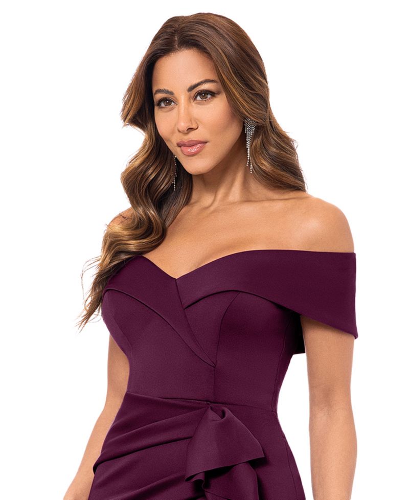 Women's Scuba Off-The-Shoulder Gown