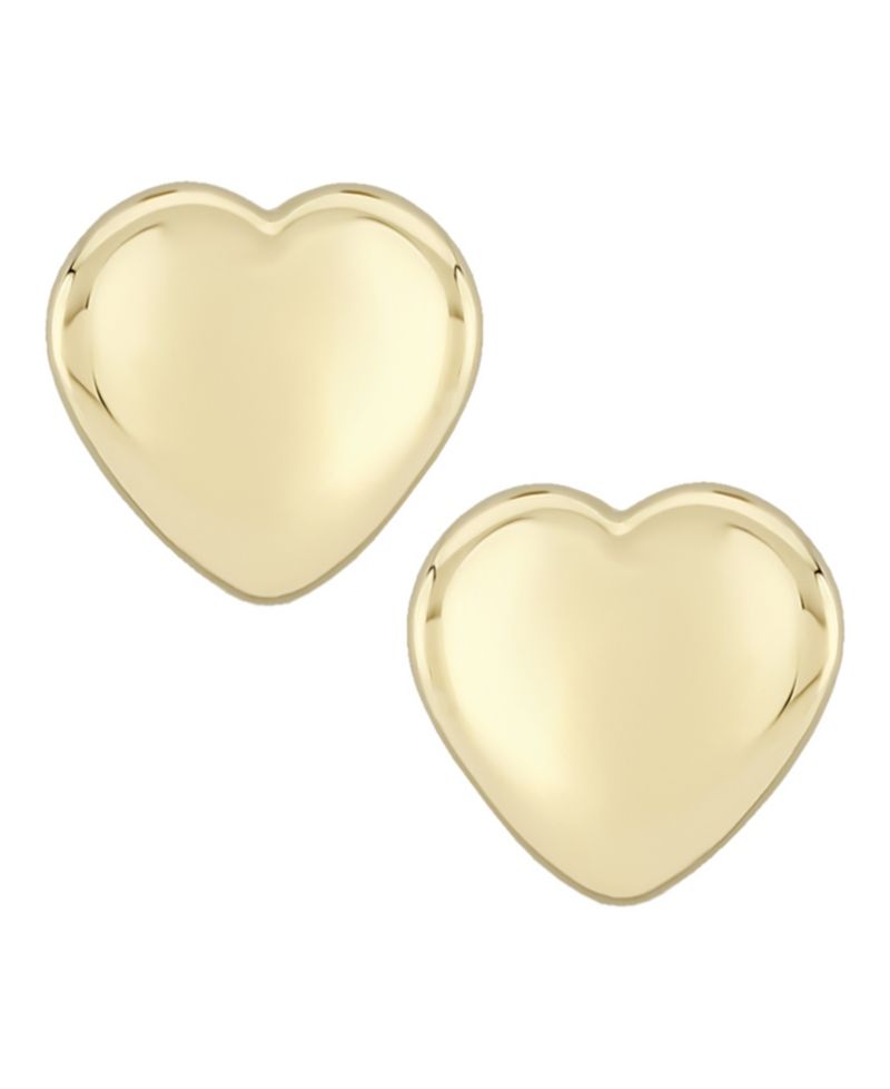 Dapped Heart Stud Earrings Set in 14k Gold