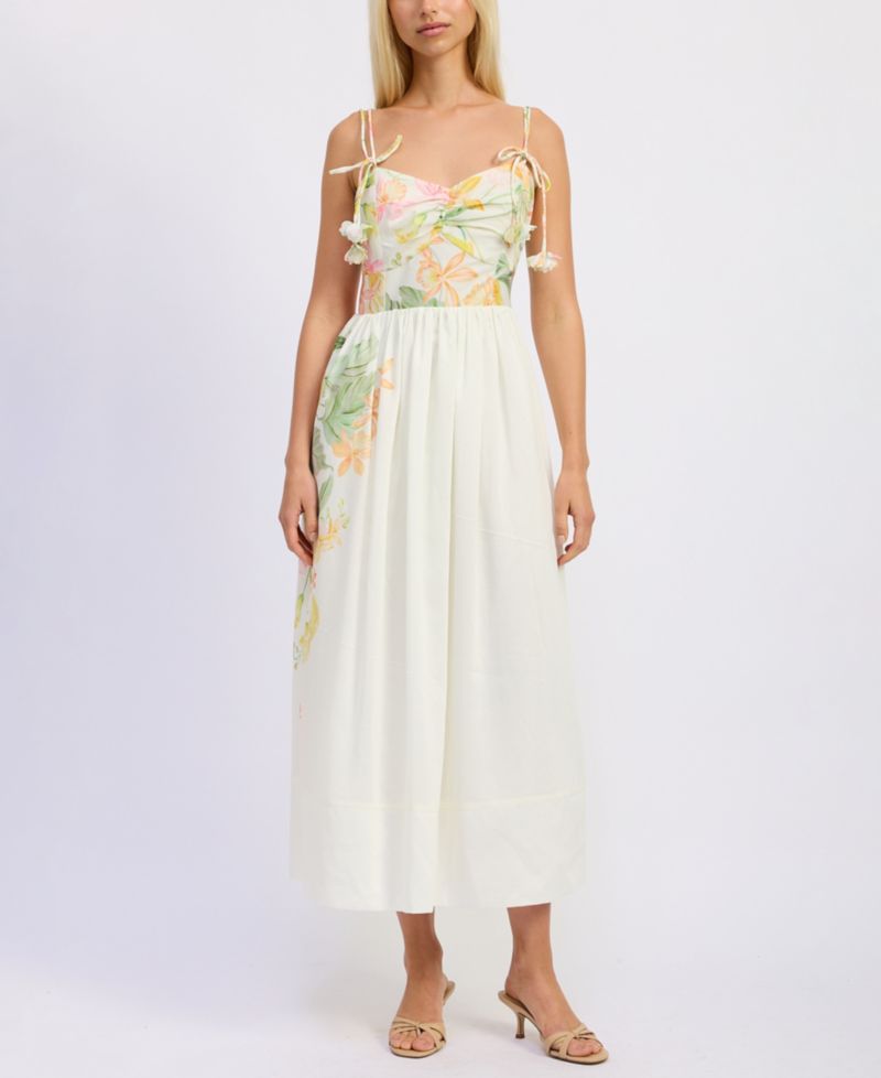 Women's Sleeveless Bustier V-Neck Midi Dress