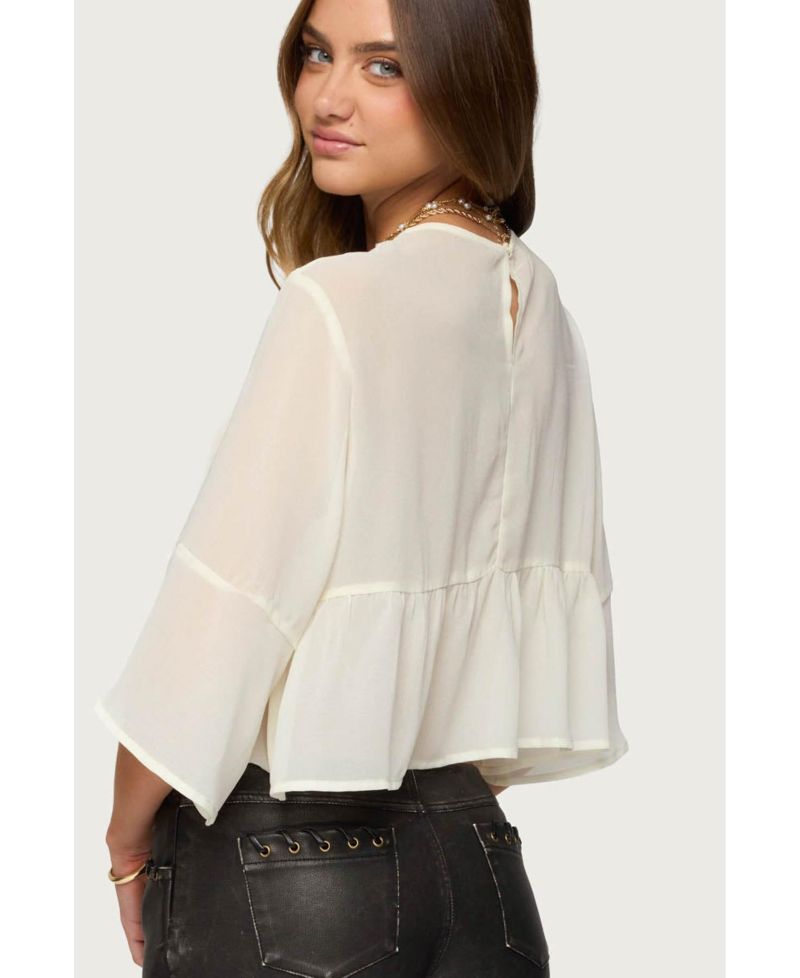 Women's Missey Ruffled Chiffon Top