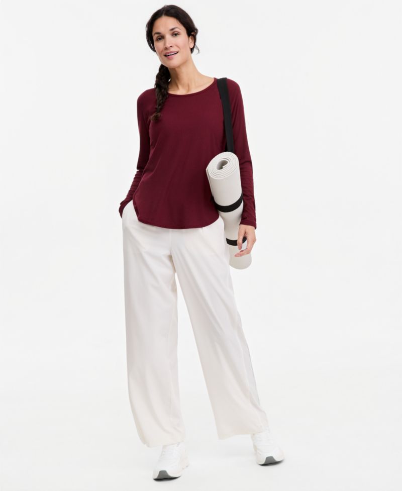 Women's Ribbed Crewneck Long-Sleeve T-Shirt