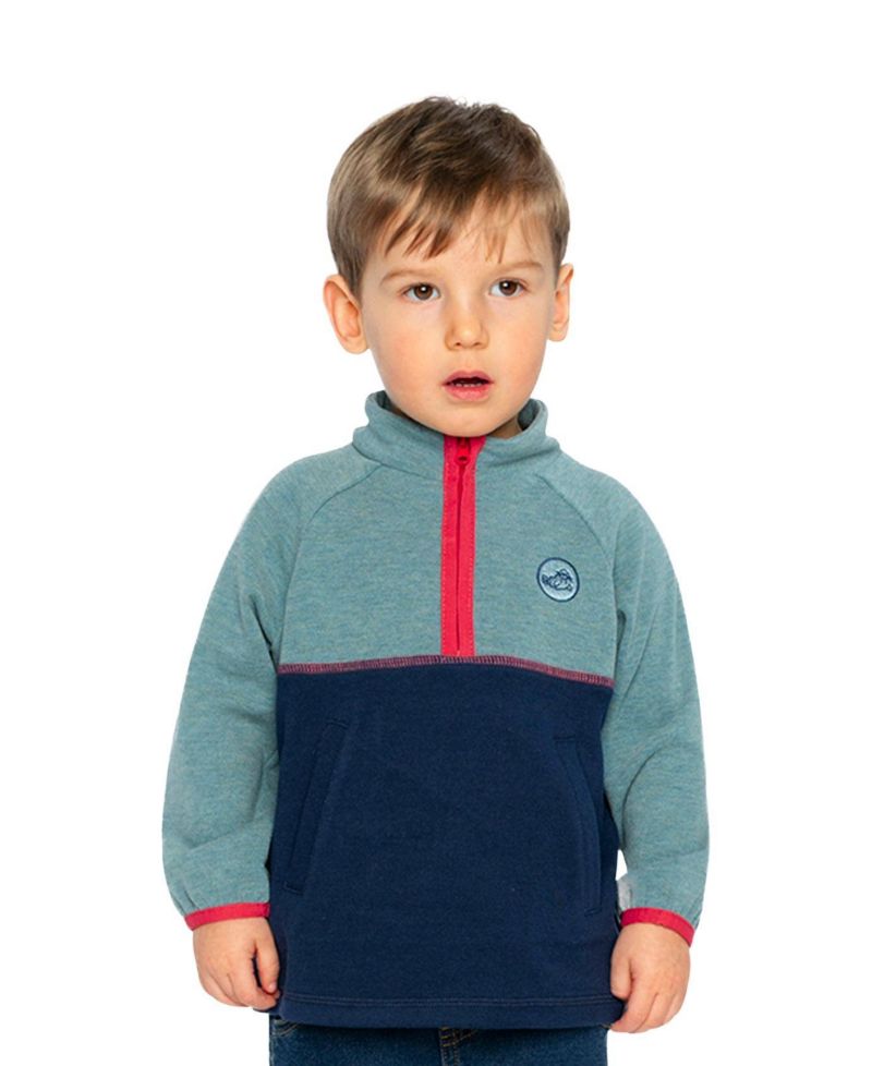 Baby Boys 12M - 24M Zip Mock Neck Top Pale Turquoise