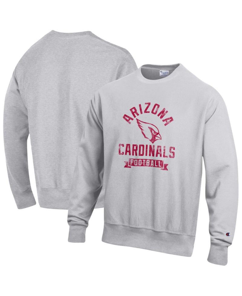 Men's Heather Gray Arizona Cardinals Reverse Weave Fleece Pullover Sweatshirt