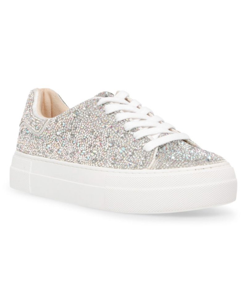 Betsey Johnson Sidny Lace-Up Rhinestone Platform Sneakers