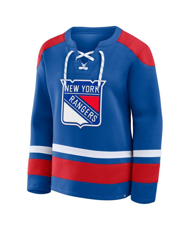 Women's Blue New York Rangers Icing Long Sleeve Lace Up Sweatshirt