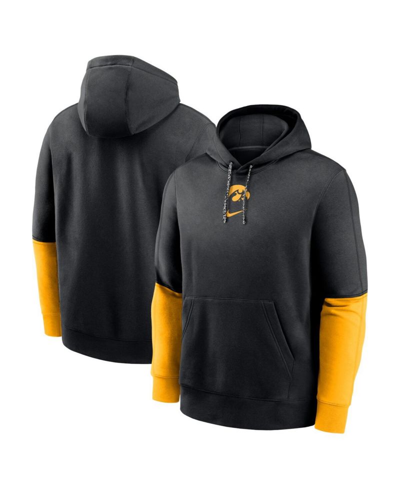 Men's Black/Gold Iowa Hawkeyes 2024 Sideline Club Pullover Hoodie