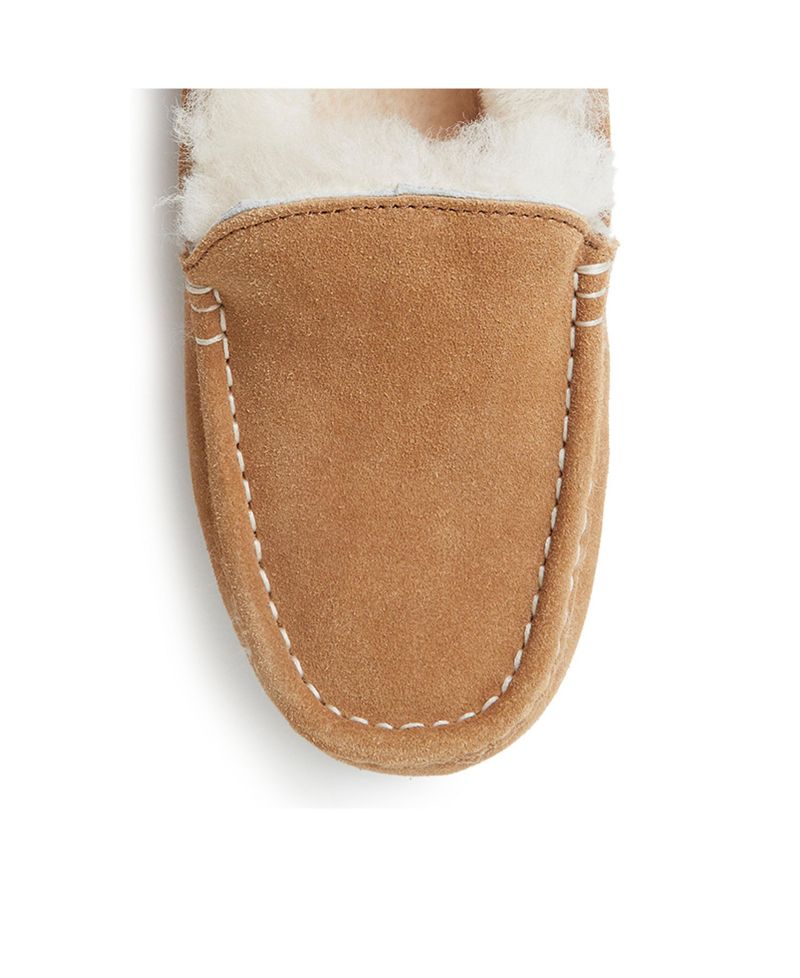 Dearfoams Women's Fireside Mel Genuine Shearling Moccasin Slipper