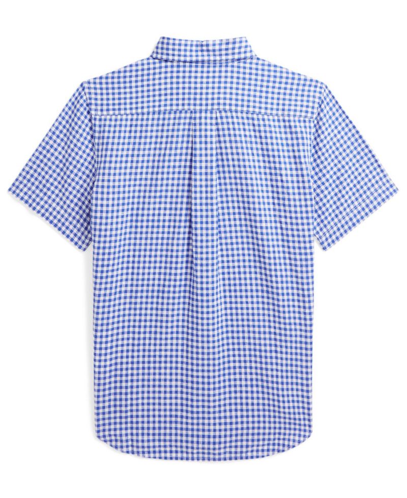 Big Boys' 8-20 Plaid Linen Short-Sleeve Shirt
