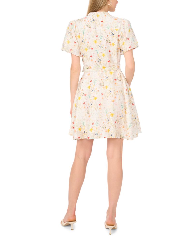 Women's V-Neck Puff-Sleeve Mini Dress