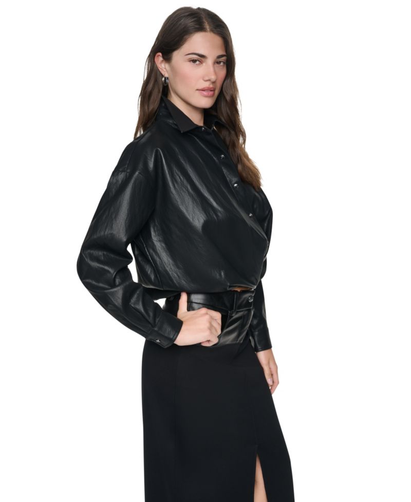 Women's Twist-Front Bubble-Hem Shirt