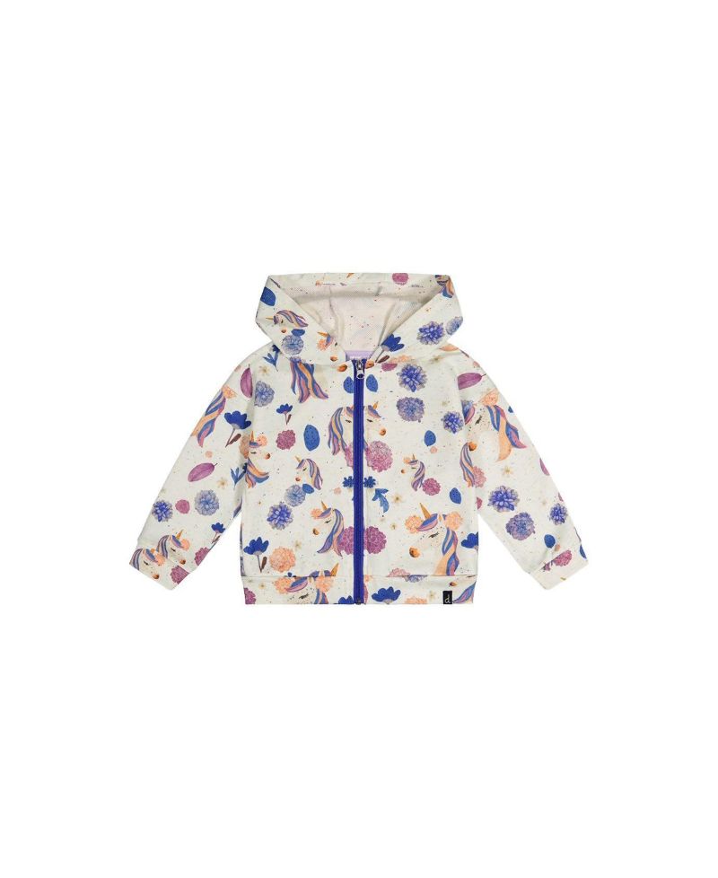 Kids & Baby Little and Big Girl 6-12 Hooded Zipped French Terry Cardigan Unicorn Print