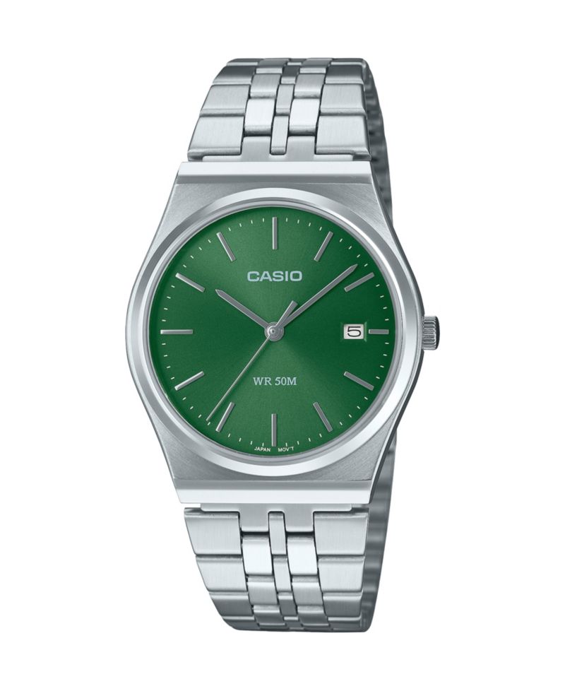 Men's Japanese Quartz Silver-Tone Stainless Steel Watch, 35mm
