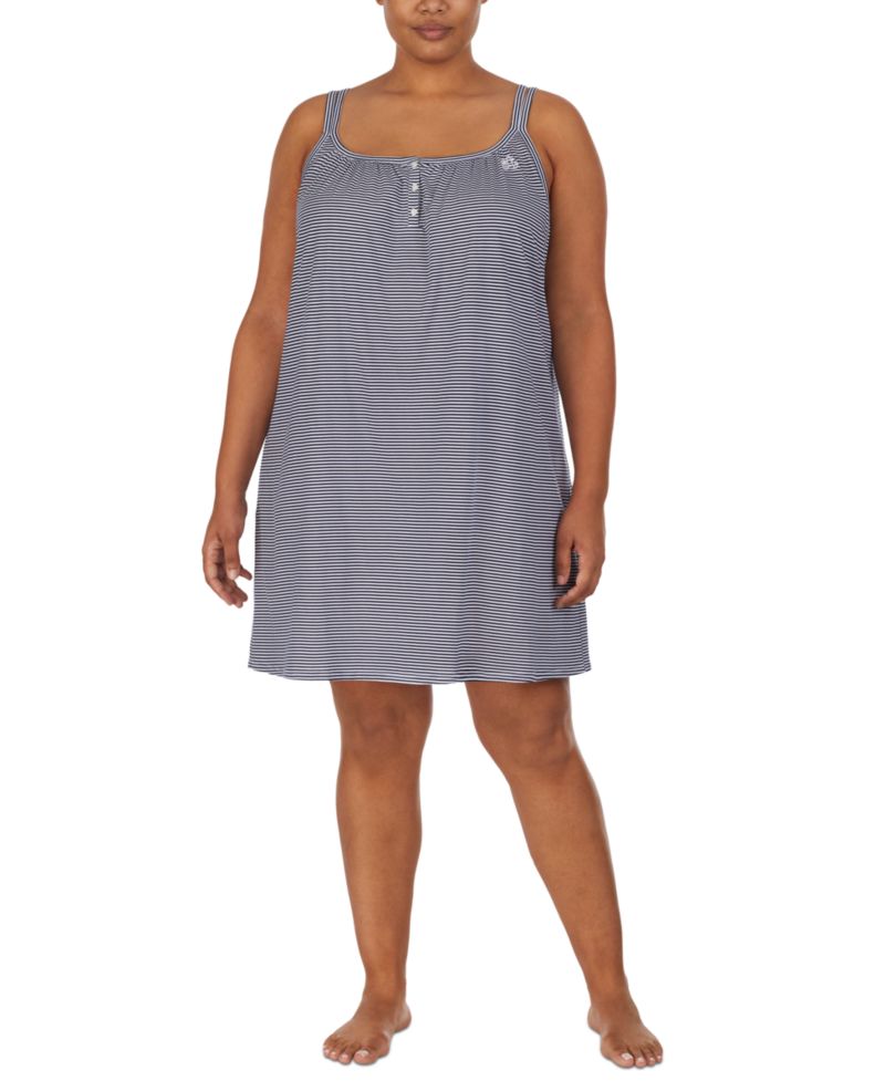 Cotton Knit Double-Strap Nightgown