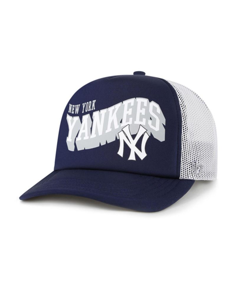 Men's Navy New York Yankees Meander Foam Trucker Snapback Hat