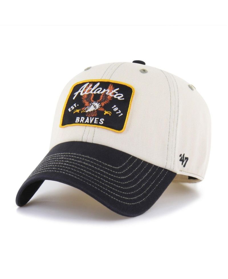 Men's Natural/Black Atlanta Braves Keepsake Collection Clean Up Adjustable Hat