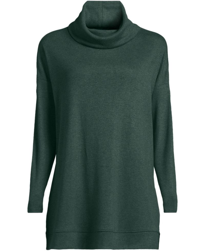 Plus Size Long Sleeve Cozy Knit Cowl Neck Tunic