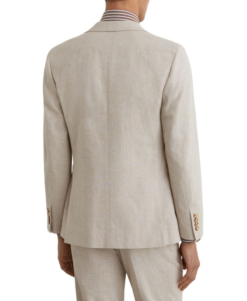 Men's Cheltenham Tailored-Fit Linen-Cotton Single-Breasted Check Blazer
