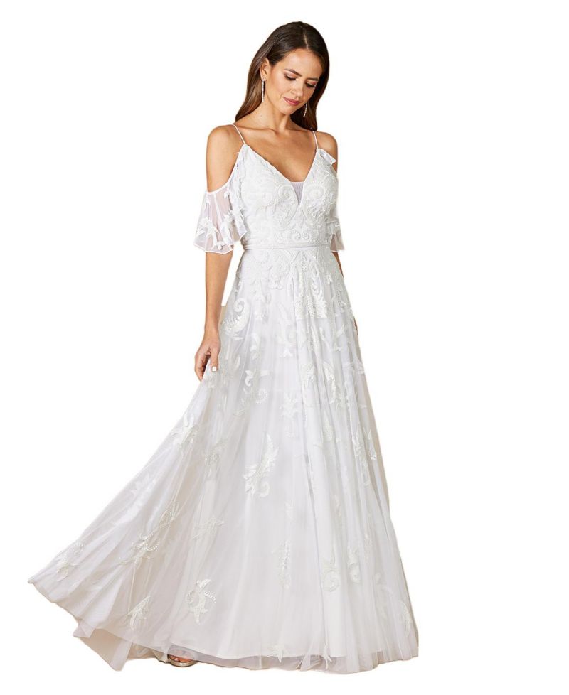 Women's Giana Beaded Cold-Shoulder Wedding Dress