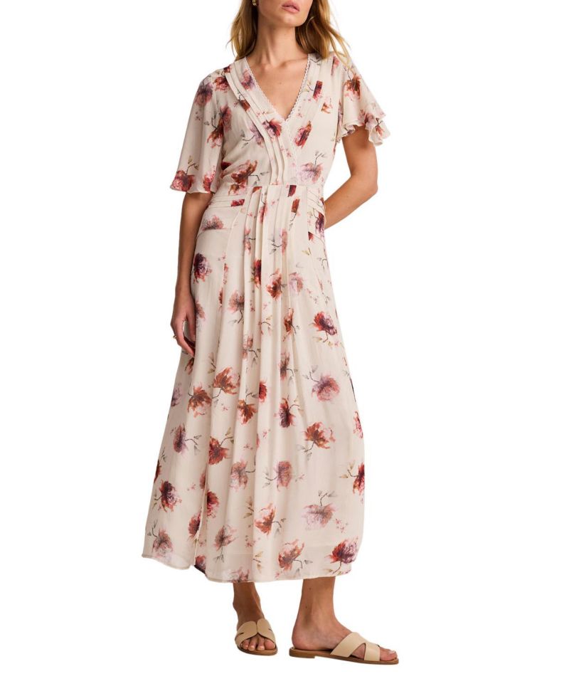 Women's Soft Bloom Floral-Print V-Neck Midi Dress