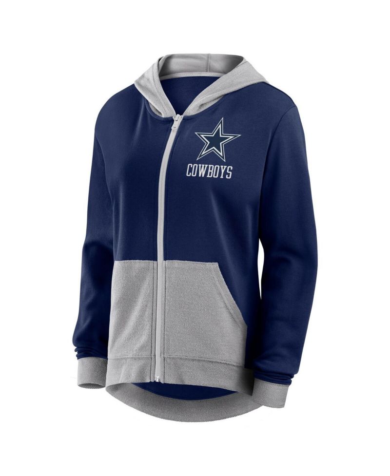 Women's Navy Dallas Cowboys Hit It French Terry Full-Zip Hoodie