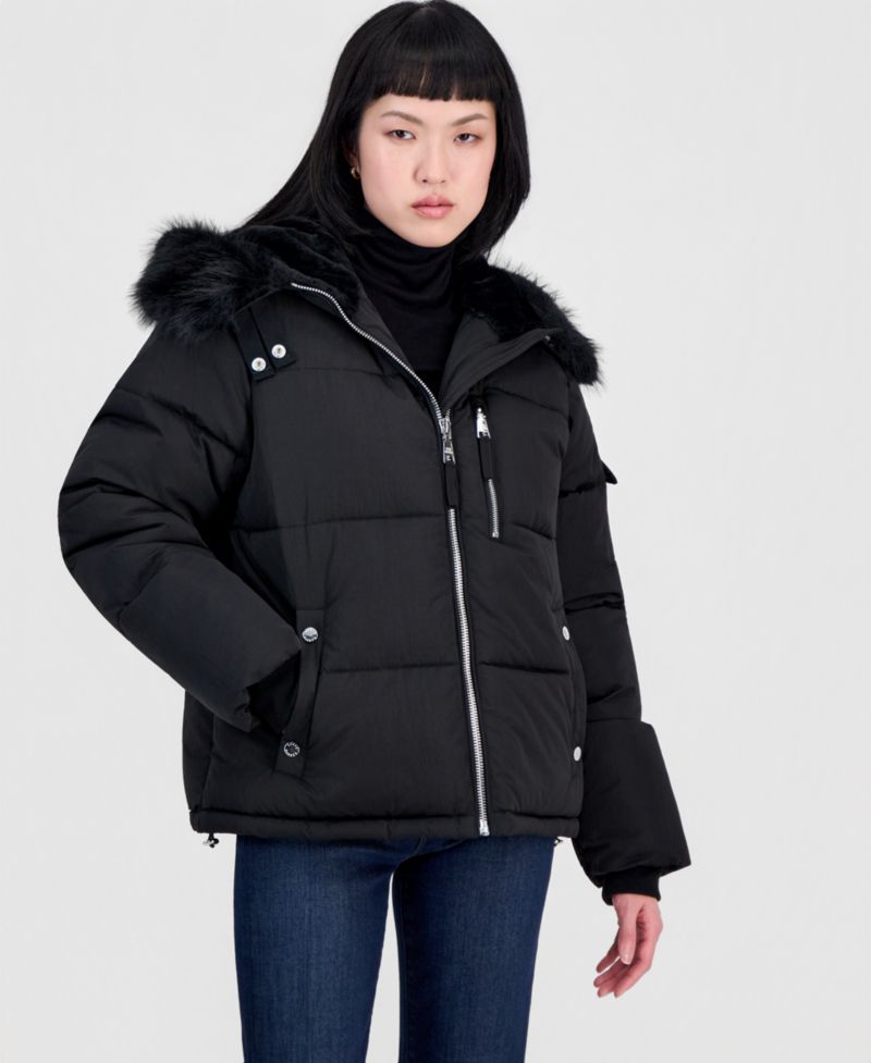 Women's Hooded Faux-Fur-Trim Puffer Jacket
