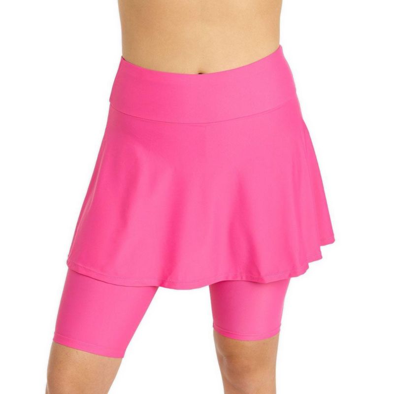 Women's Flared Mid-Thigh Swim Skirt With Bike Shorts
