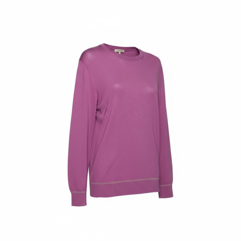 Women's Purple Knit Greca Detailed Long Sleeve Sweater