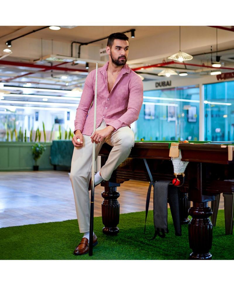 Men's Nude Pink Self-Design Intertwine Shirt