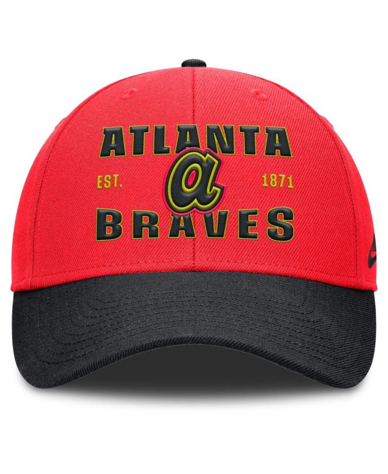 Men's Crimson/Black Atlanta Braves Neon 90s Rise Adjustable Hat