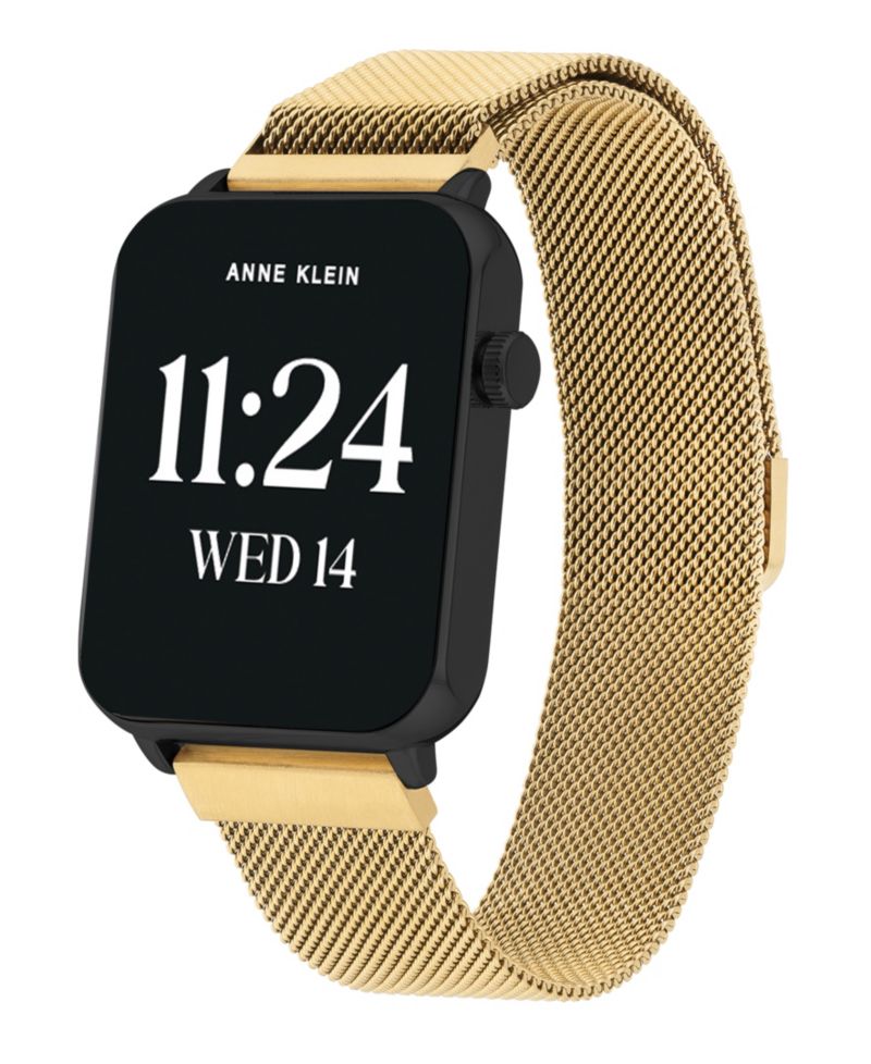 Women's Connect It Stellar Smartwatch with Gold-Tone Stainless Steel Mesh and Red Silicone Band, 45mm