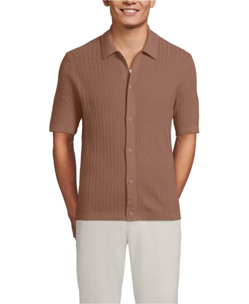 Men's Short Sleeve Lightweight Button Through Polo Shirts