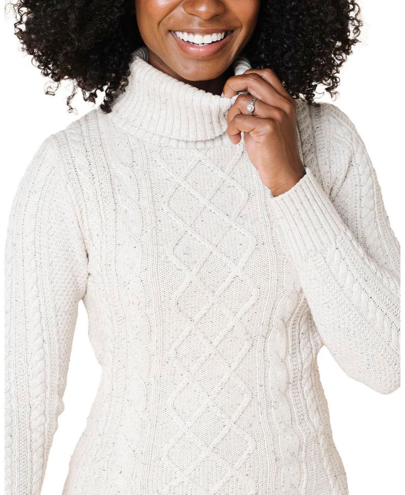 Women's Hope and Henry Organic Long Sleeve Turtleneck Cable Sweater Dress