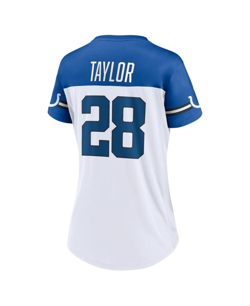 Women's Jonathan Taylor White Indianapolis Colts Athena Name and Number V-Neck Top