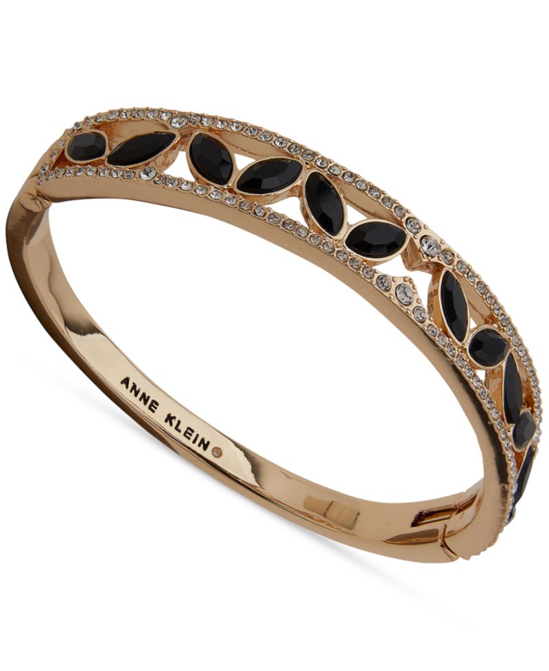 Women's Boxed Gold-Tone Crystal Hinge Bangle Bracelet