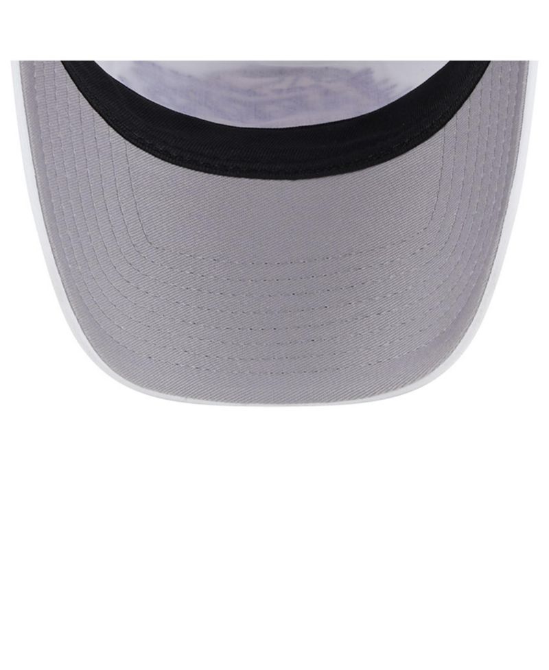 Men's White/Purple Los Angeles Lakers Court Sport Foam A-Frame 9FORTY Adjustable Trucker Hat