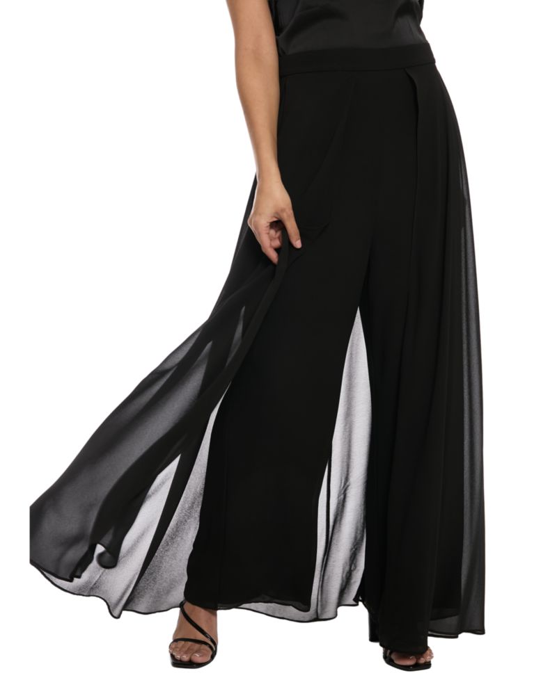 Women's Wide-Leg Chiffon Overlay Pants