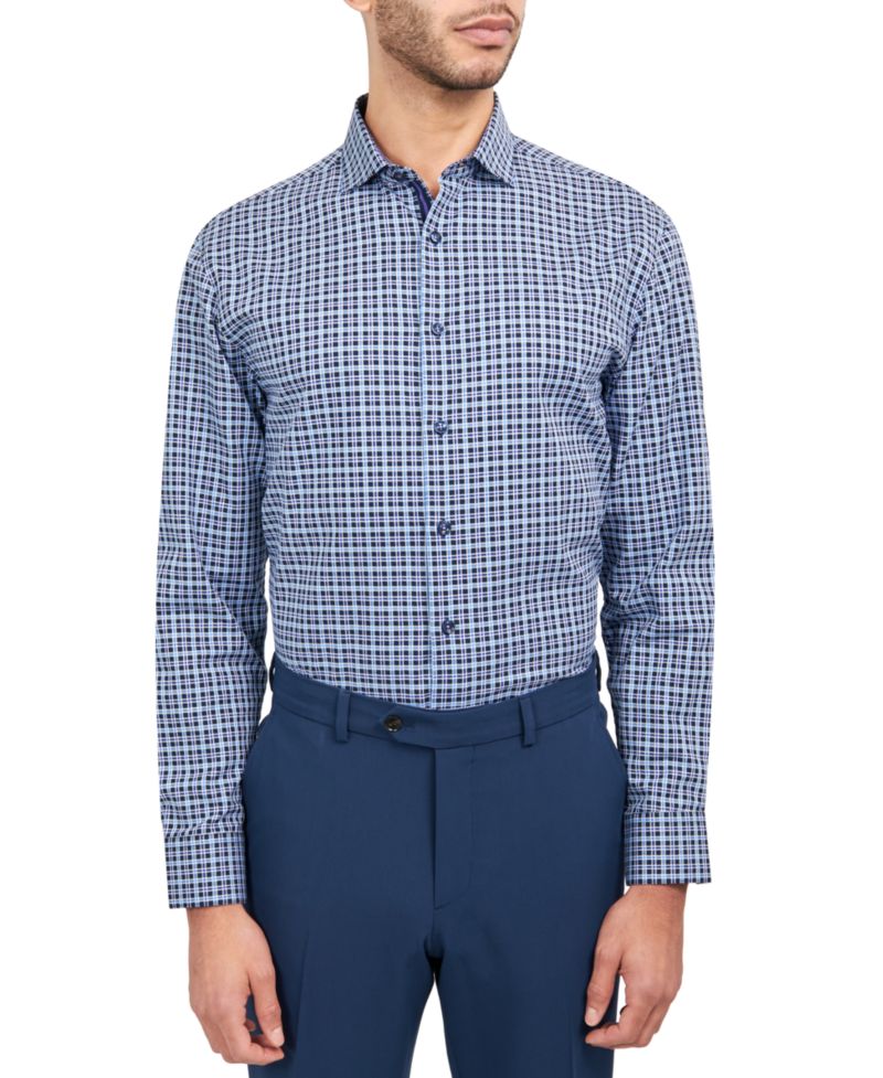 Men's Regular-Fit Twill Check Dress Shirt