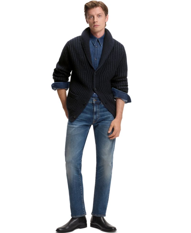 BECKHAM x BOSS Men's Wool Cashmere Relaxed-Fit Cardigan
