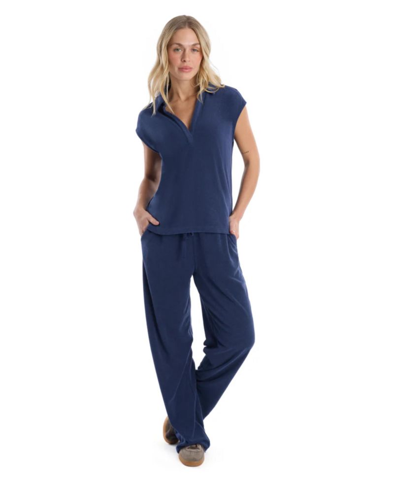 Women's Crochet Trim Polo Tee