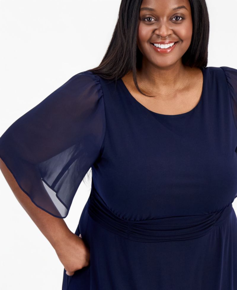 Petite Flutter-Sleeve Midi Dress