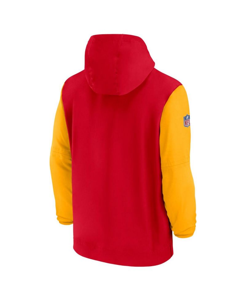 Men's Red/Gold Kansas City Chiefs 2024/25 Sideline Pre-Game Player 1/2-Zip Hoodie Jacket