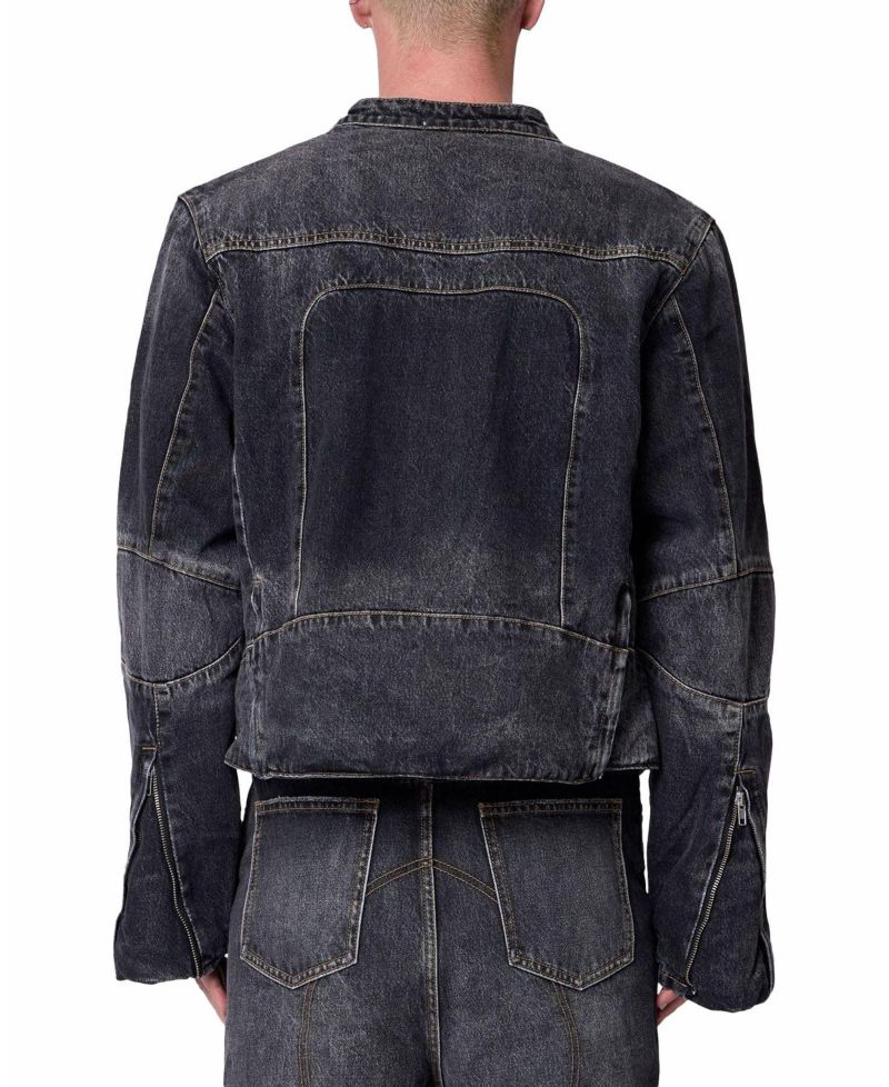 Men's Panelled Moto Denim Jacket