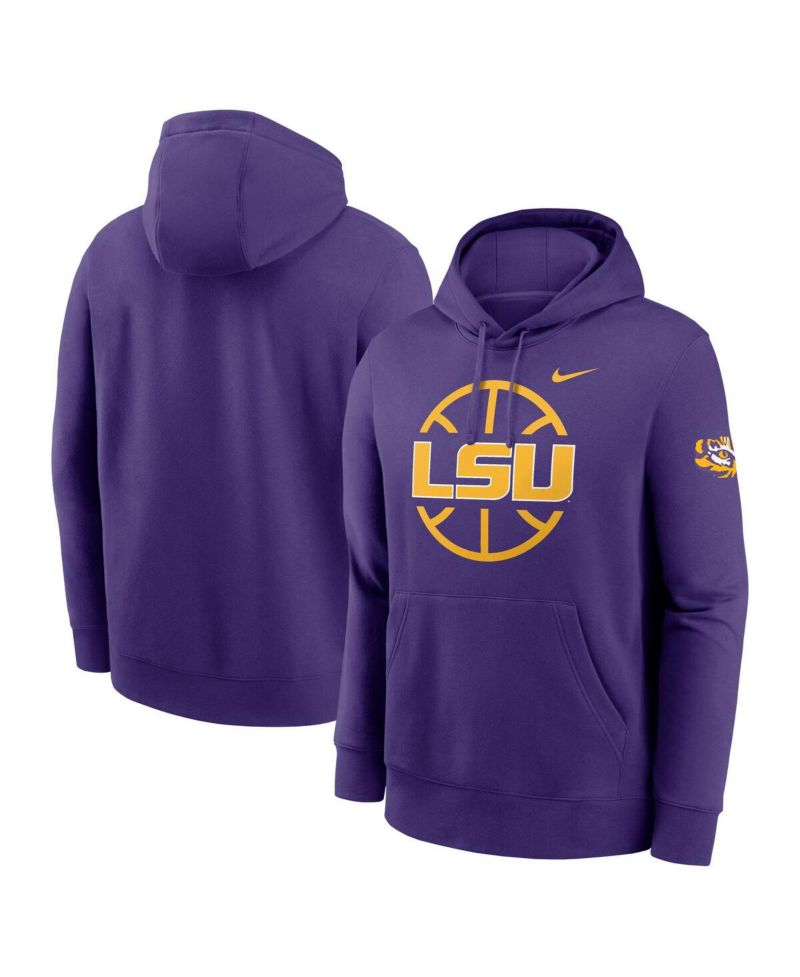 Men's Purple LSU Tigers Basketball Icon Club Fleece Pullover Hoodie