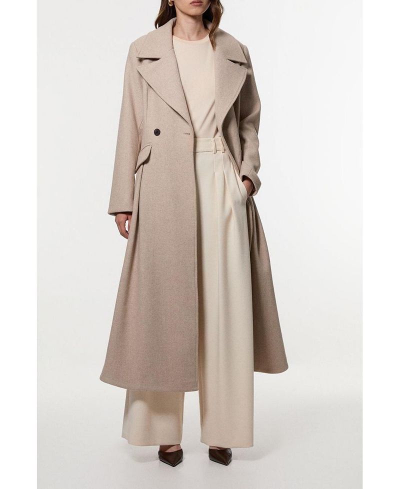 Women's Wool Tailored Flared Skirt Midi Coat