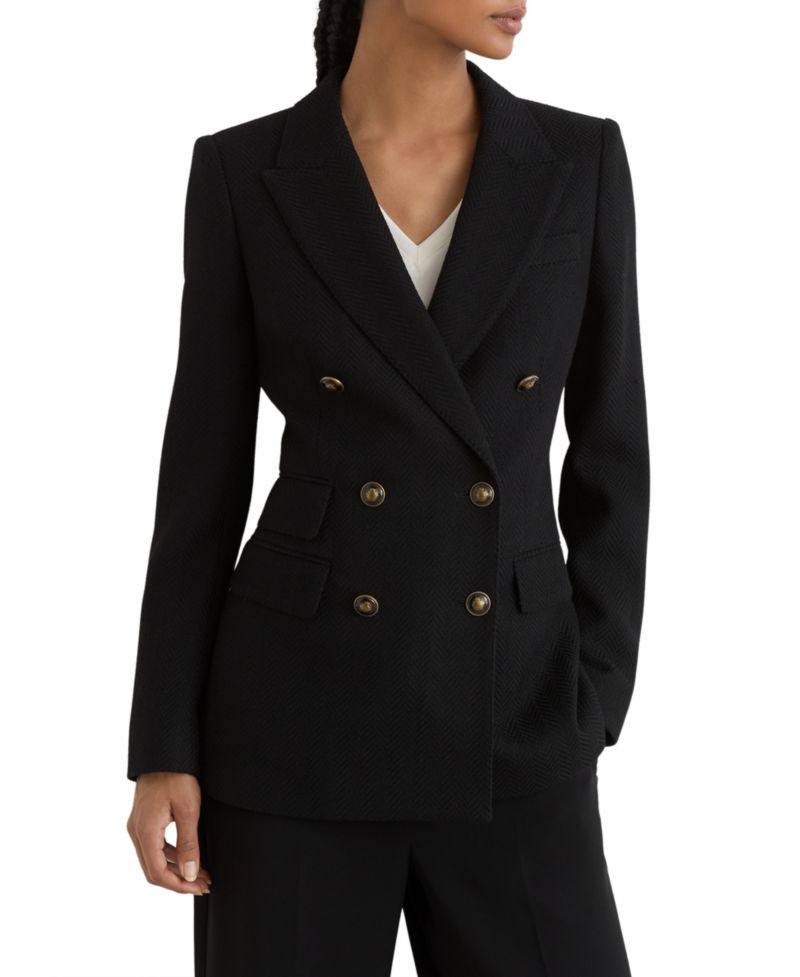 Women's Herringbone Double-Breasted Blazer