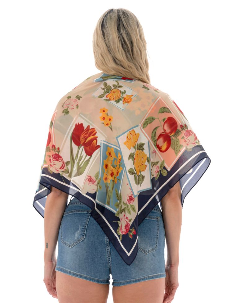 Satin Floral Square Scarf