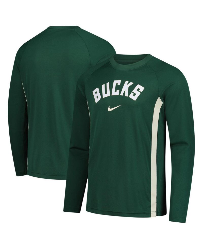 Men's Hunter Green Milwaukee Bucks 2025/26 Authentic Pre-Game Legend Dri-FIT Long Sleeve Shooting T-Shirt