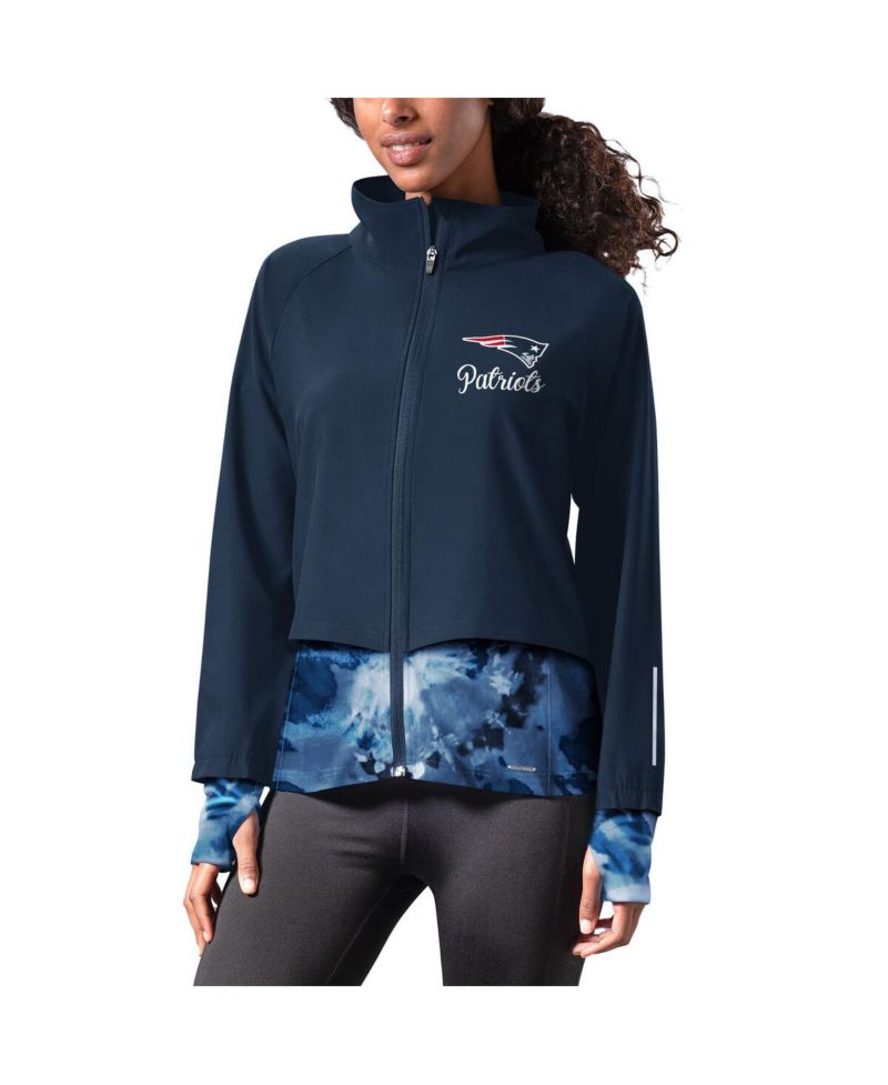 Women's Navy New England Patriots Grace Raglan Full-Zip Running Jacket
